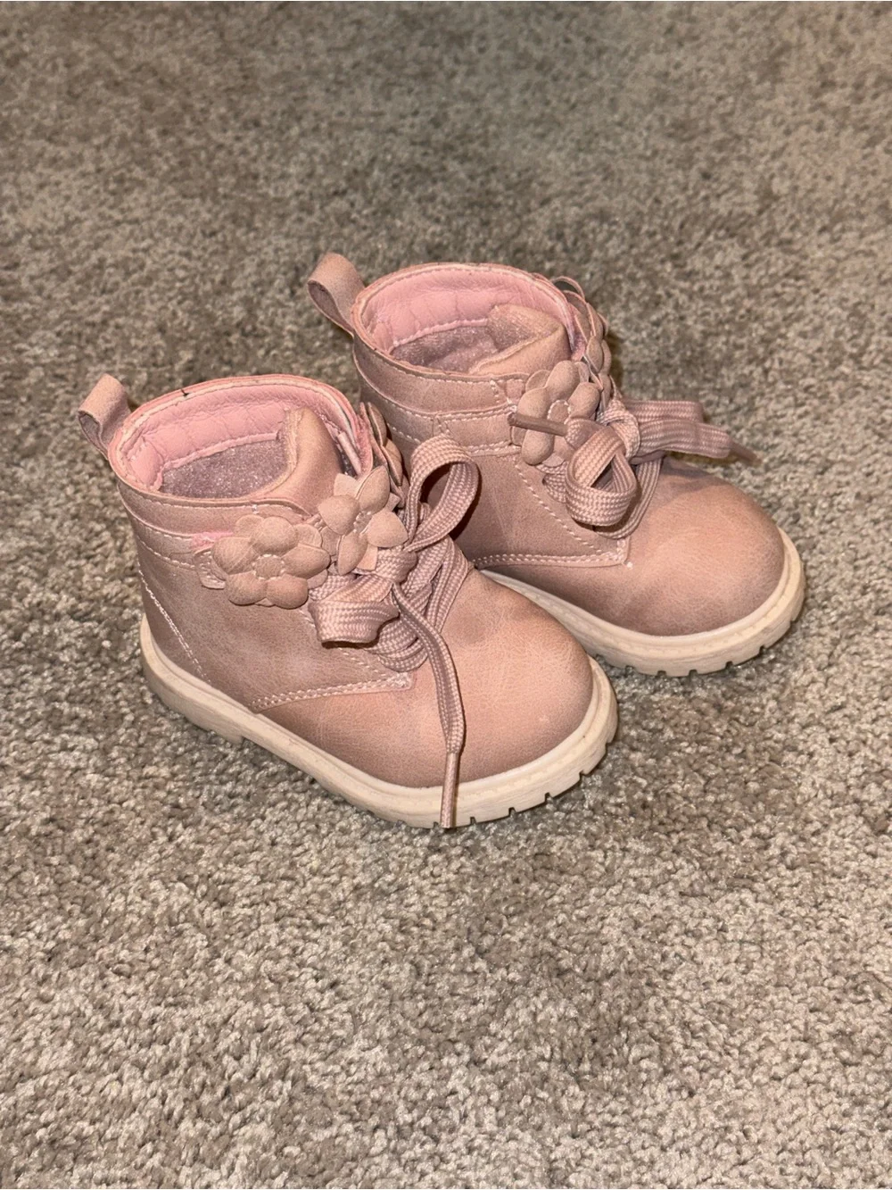 Carter's Pink Floral Lace-Up Kids Ankle Boots